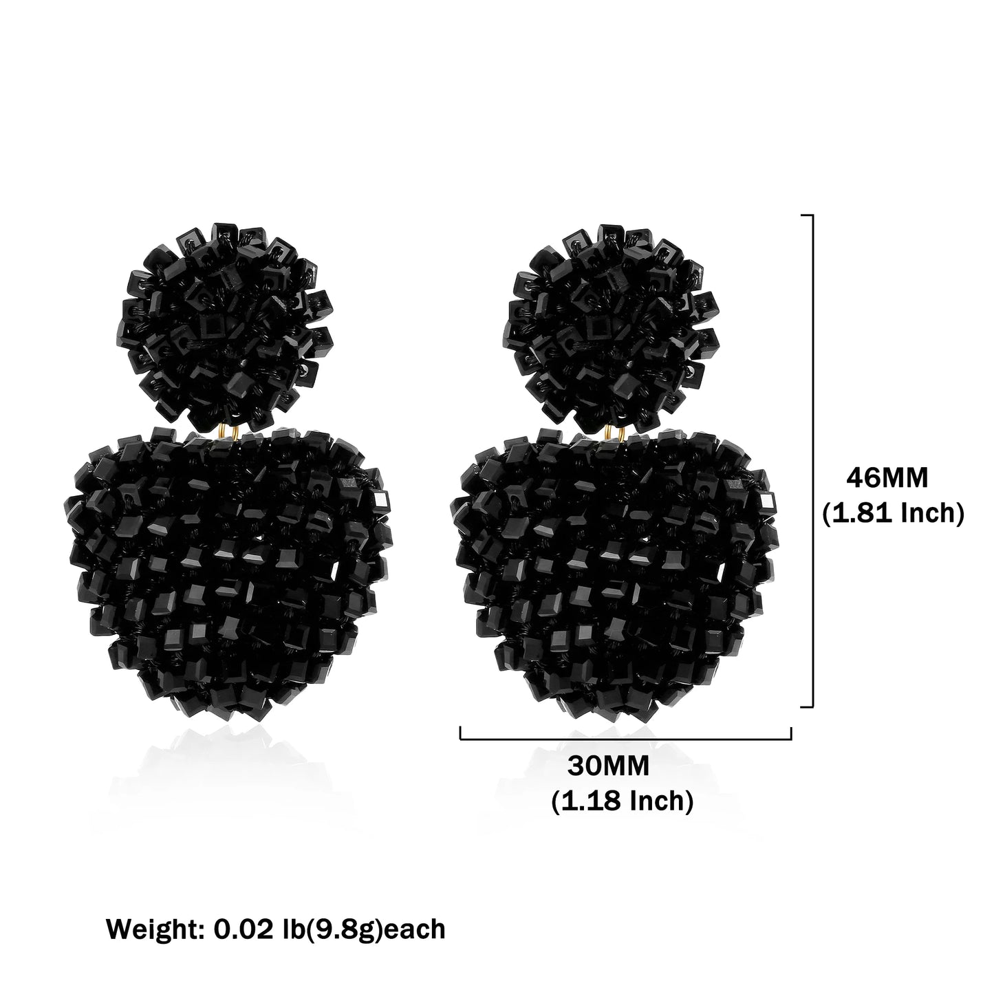 Badu Heart Shape Drop Earrings For Women Handmade Colorful Crystal Beads Big Statement Earrings Summer Party Jewelry Gifts