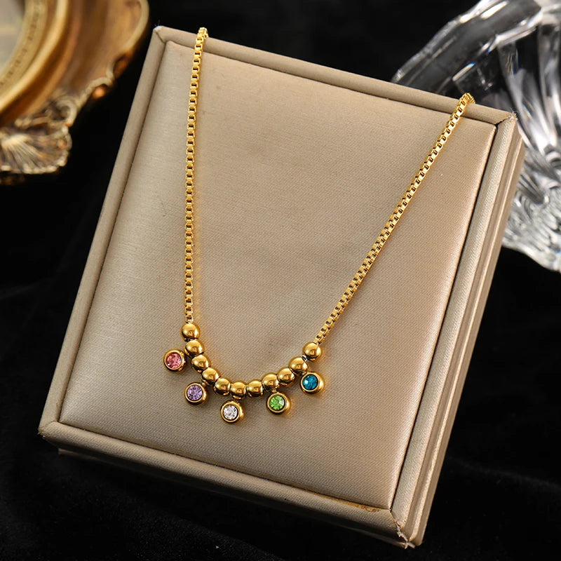 EILIECK Women's Trendy Colorful Creative Fish Pendant Necklace Stainless Steel Neck Chain Daily Water-resistant Jewelry Gift