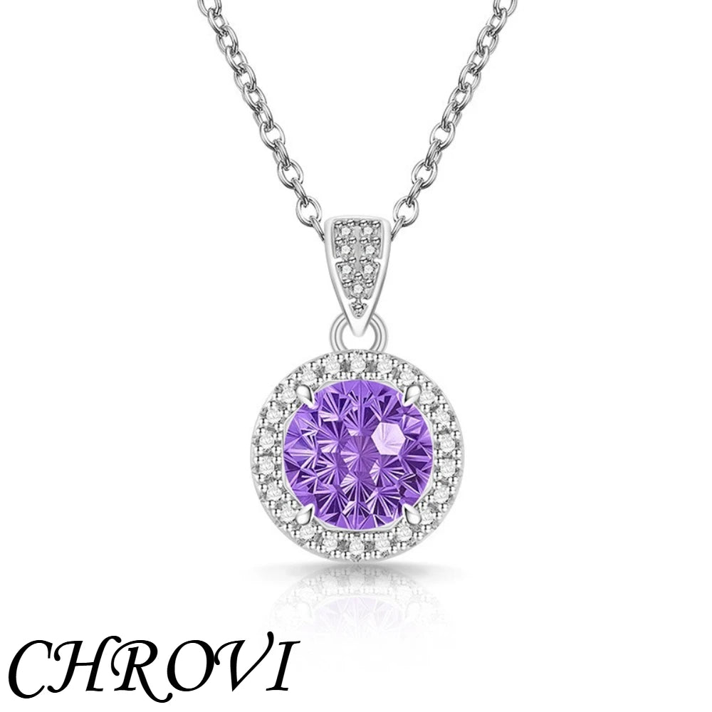Luxurious 925 sterling silver gemstone princess square pendant necklace - fashionable and versatile