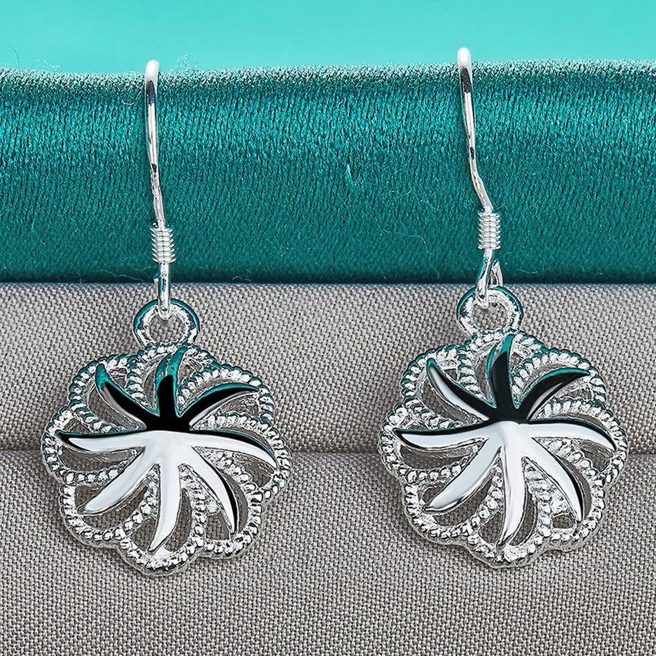 URMYLADY 925 Sterling Silver Flower Earrings For Women Wedding Engagement Party Fashion Jewelry