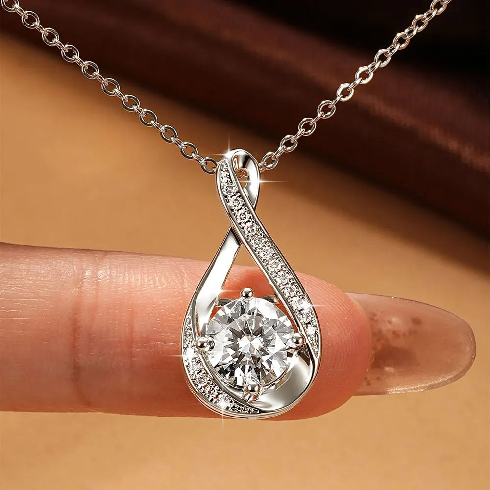 OXTAO Infinity Moissanite Pendant Necklace 8mm&1.2mm D VVS1 for Women 14K Gold Filled Clavicle Chain Necklace Fine Jewelry Gift