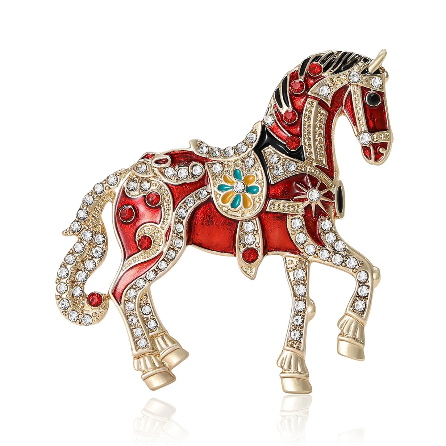 2025 NEW Christmas Horse Brooch French Romantic Tone Enamel Women's Bag Decoration Wedding Dress Hat Accessoriess