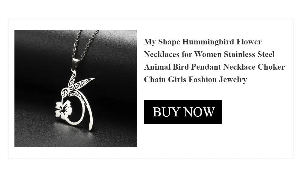My Shape Hummingbird Flower Pendant Necklaces for Women  Bird Floral Stainless Steel Chain Choker Fashion Jewelry Gifts