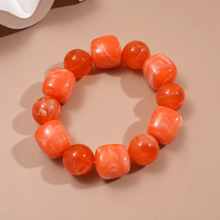 Acrylic Irregular Square Round Beaded Bracelets for Women Multicolor Bohemia Geometric Handmade Bangles Couple Jewelry Travel C