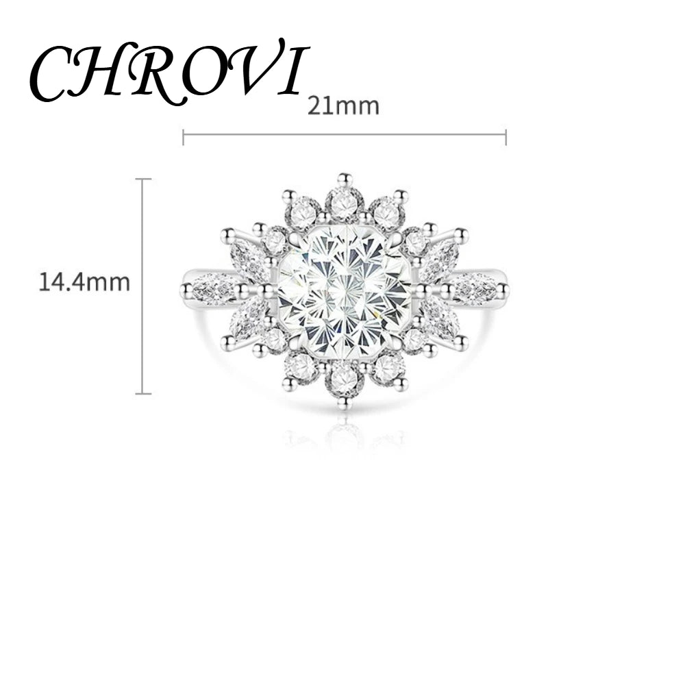 925 pure silver trendy colored gemstone sunflower ring for women, fashionable and versatile finger ring