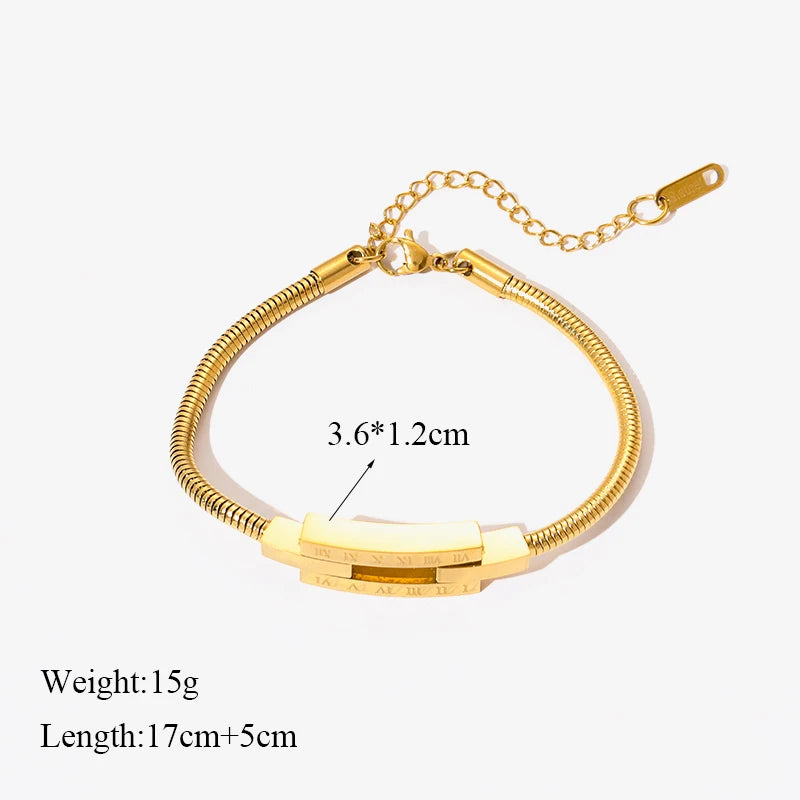 EILIECK 316L Stainless Steel Water Drop Zircon Butterfly Hexagram Charm Bracelet For Women Trend Fashion Gold Color Jewelry Gift