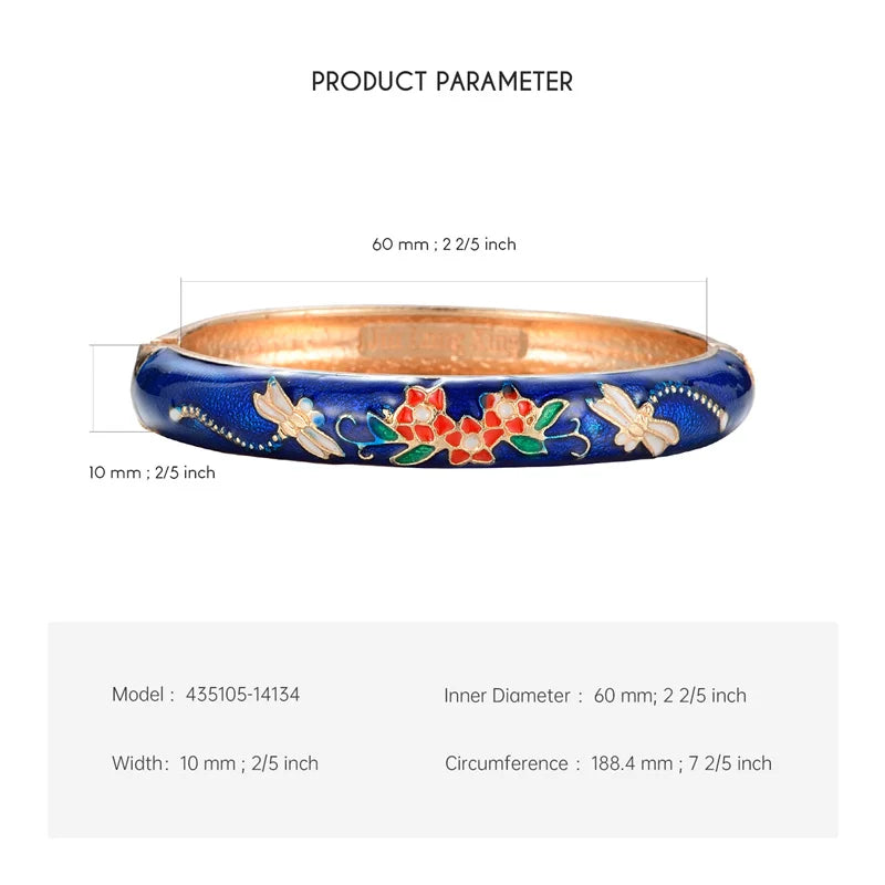 Cloisonne Bracelet For Women Bangles On Hand Enamel Jewelry Flower Women's Hand Bracelet Female Bangle Mother's Day Gifts Wife