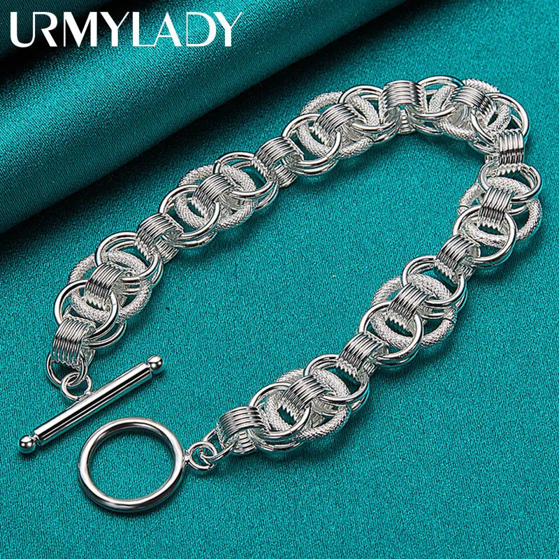 URMYLADY 925 Sterling Silver Charm Chain Screw Bracelet For Women Man Engagement Party Fashion Jewelry Gifts