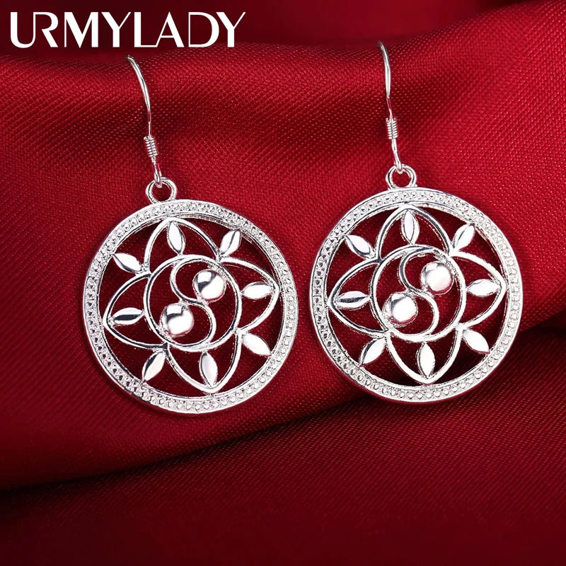 Charm 925 Sterling Silver Fashion circle Earrings for Women High Quality Jewelry Wedding Party Gift drop earrings