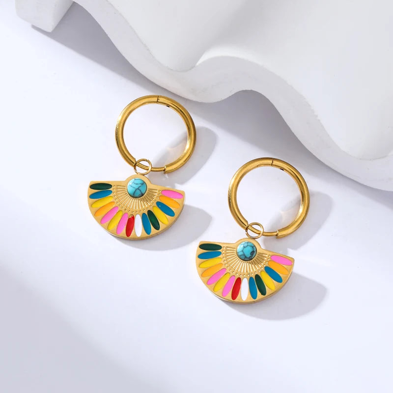EILIECK 316L Stainless Steel Butterfly Heart Drop Earrings For Women Fashion New Ear Stud Gold-Plated Waterproof Jewelry Gift