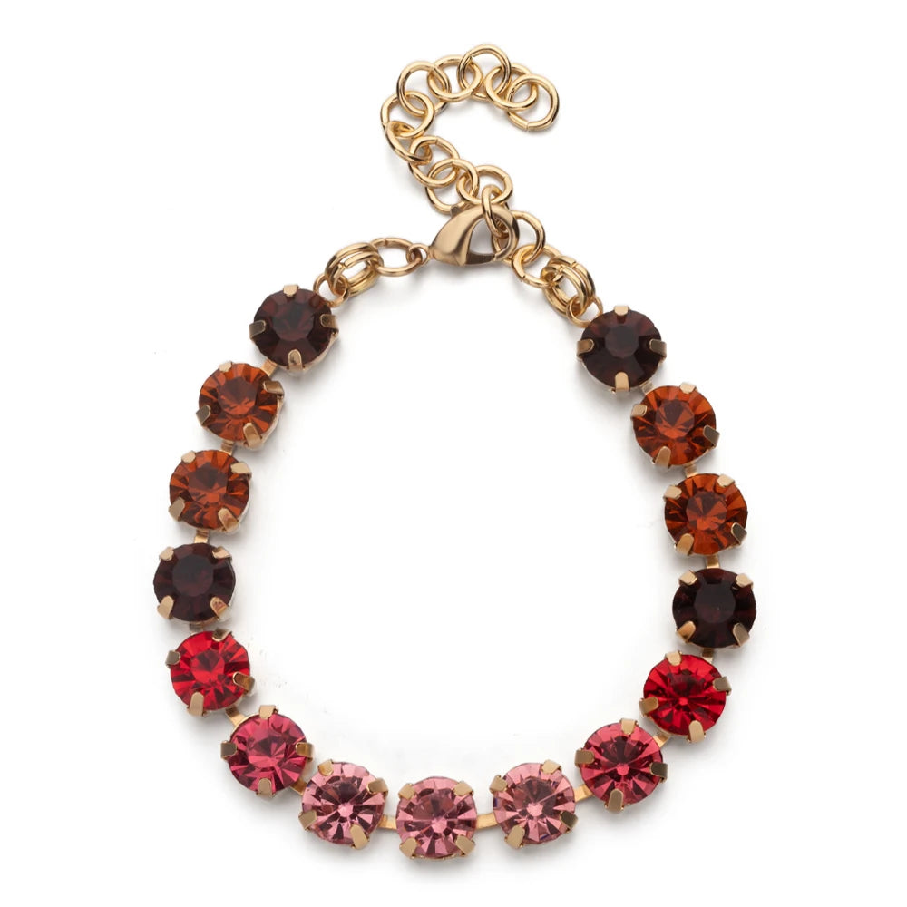New Design Hot Deal Crystal Charms Bracelets For Women Claw Drill Set Colorful Crystal Bracelets Lobster Clasp  Link Chain