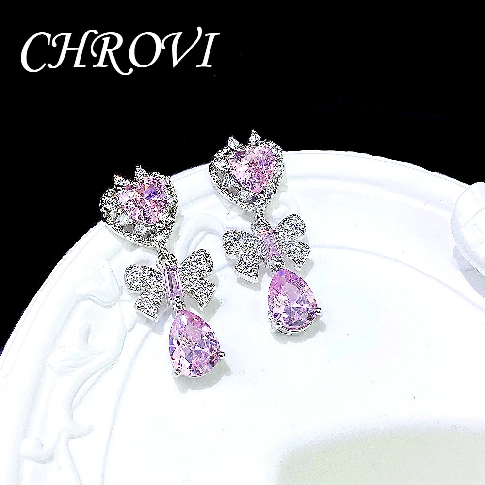 Sweet 925 Sterling Silver Elegant Earrings - Super Beautiful Crystal Retro Bow-Shaped Stud Earrings, Fresh and Chic.