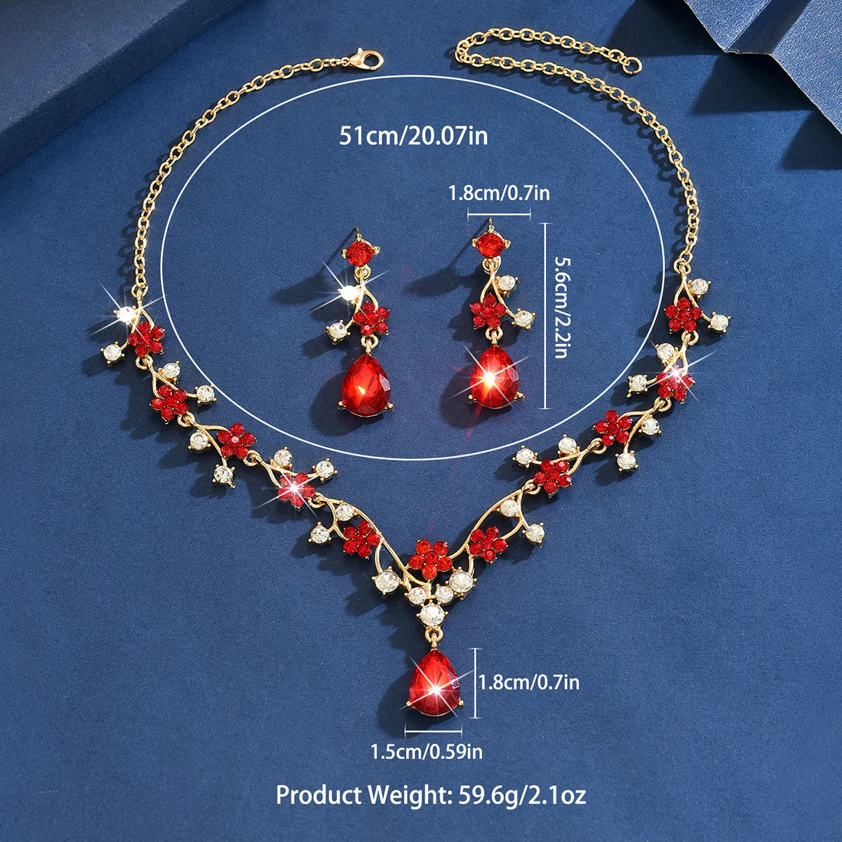Light Luxury Diamond Inlaid Zircon Necklace Earrings Angel Tears Jewelry Two-Piece Set Wedding Accessories