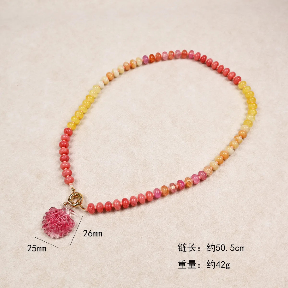 Handmade Colorful Glass Beaded Flower Neckalce Stainless Steel Geometric Natural Stone Pendant Choker Summer Beach Jewelry Gift