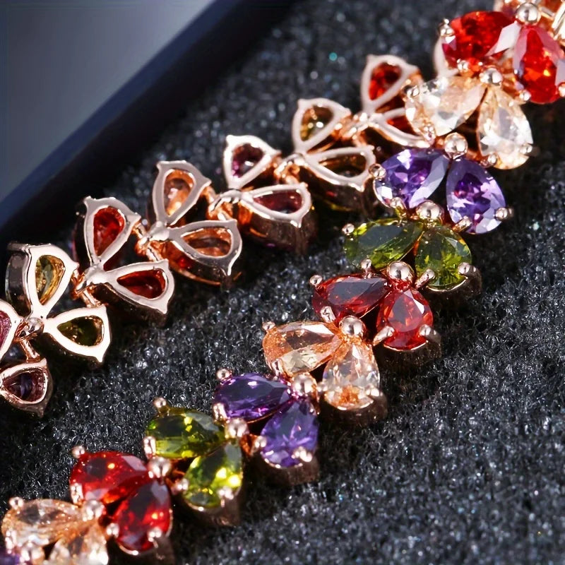 Fashion Charm Cubic White Zircon Four Colors Leaf Jewelry Bracelets for Woman Elegance Wedding Party Accessories Gifts