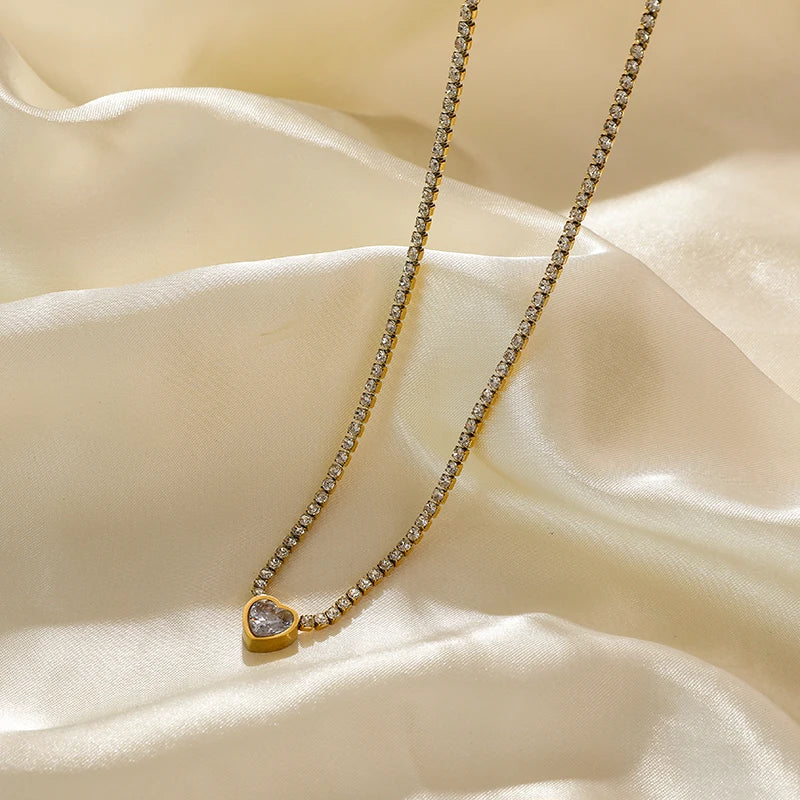 EILIECK 316L Stainless Steel Cute Love Heart Pendant Necklaces Gold Color Waterproof Chain Neck Jewelry Valentine's Day Gifts