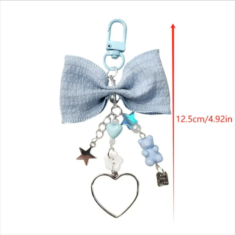 Cute Sweet Bow Bear Heart Keychain Pendants Star Charm Phone Chain Backpack Decoration Keyring Girly Bag Hanging Ornaments Gifts