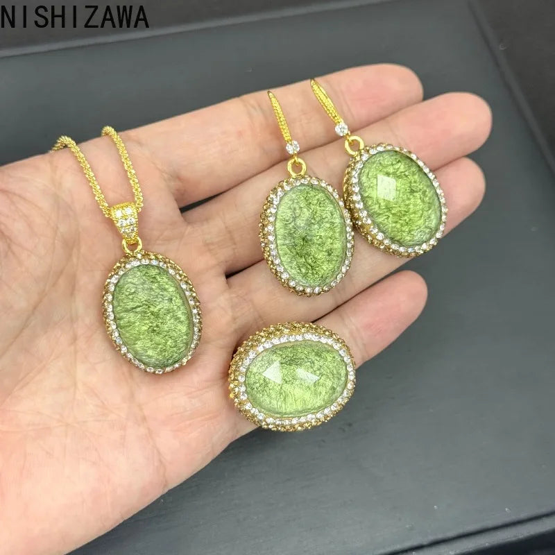 Resin 3 Pcs Jewelry Sets Geometric Vintage Palace Style Dinner Party Earrings Necklaces for Women Elegant Exquisite Accessories