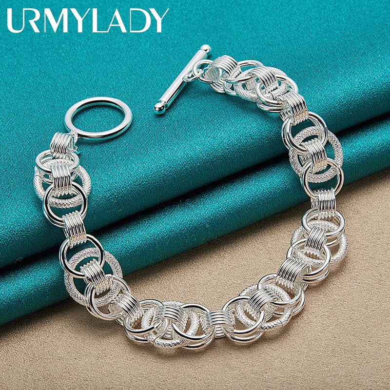 URMYLADY 925 Sterling Silver Charm Chain Screw Bracelet For Women Man Engagement Party Fashion Jewelry Gifts