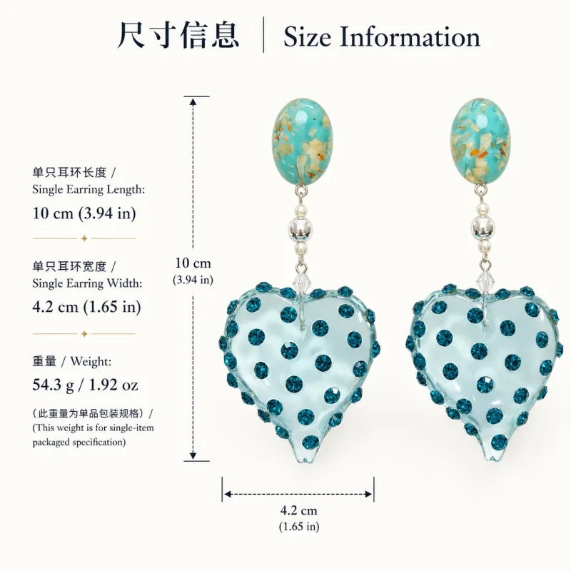 Crystal Earrings for Women Hearts Shaped Vintage Palace Style Aretes De Mujer Sweet Fashion Elegant Versatile Jewelry