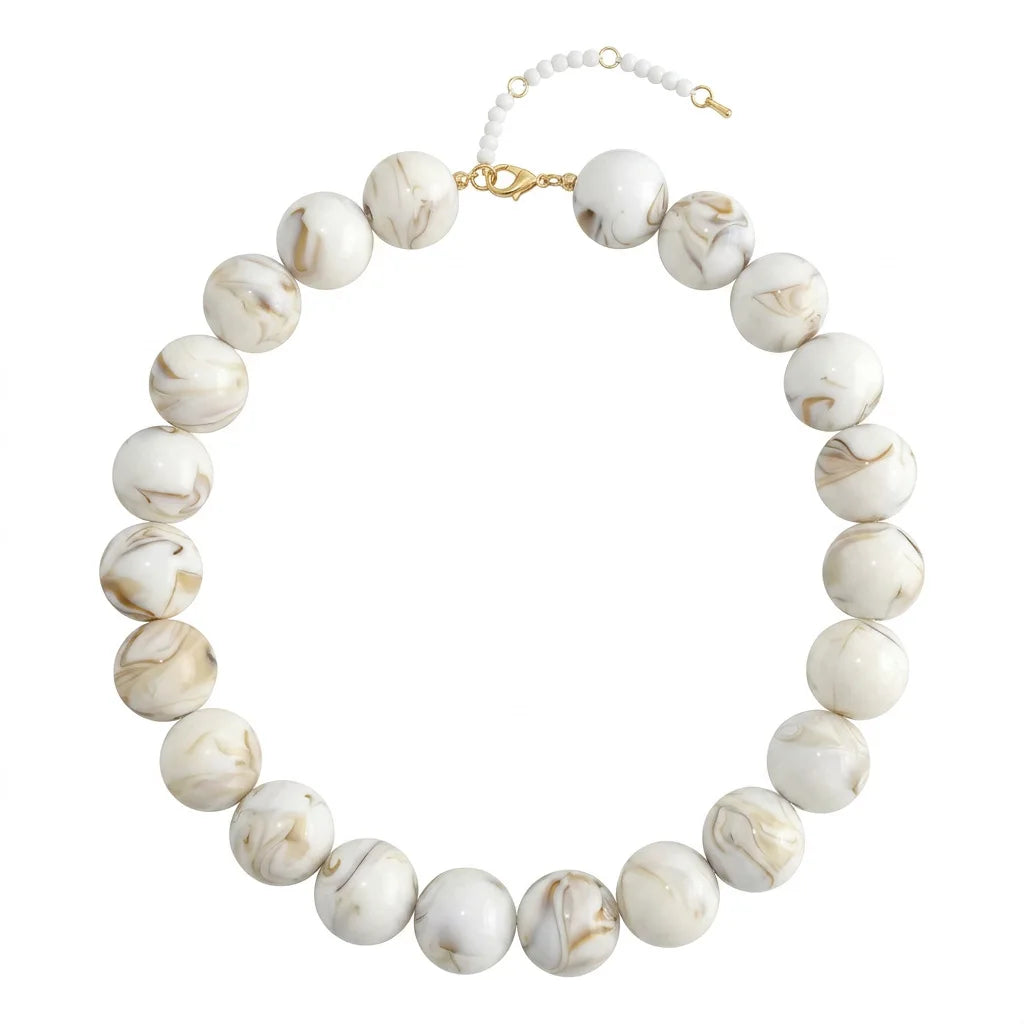 Double Color Round Beads Resin Necklace for Women Bohemian Style Waterproof Statement Choker Collar Necklaces Fashion Jewelry