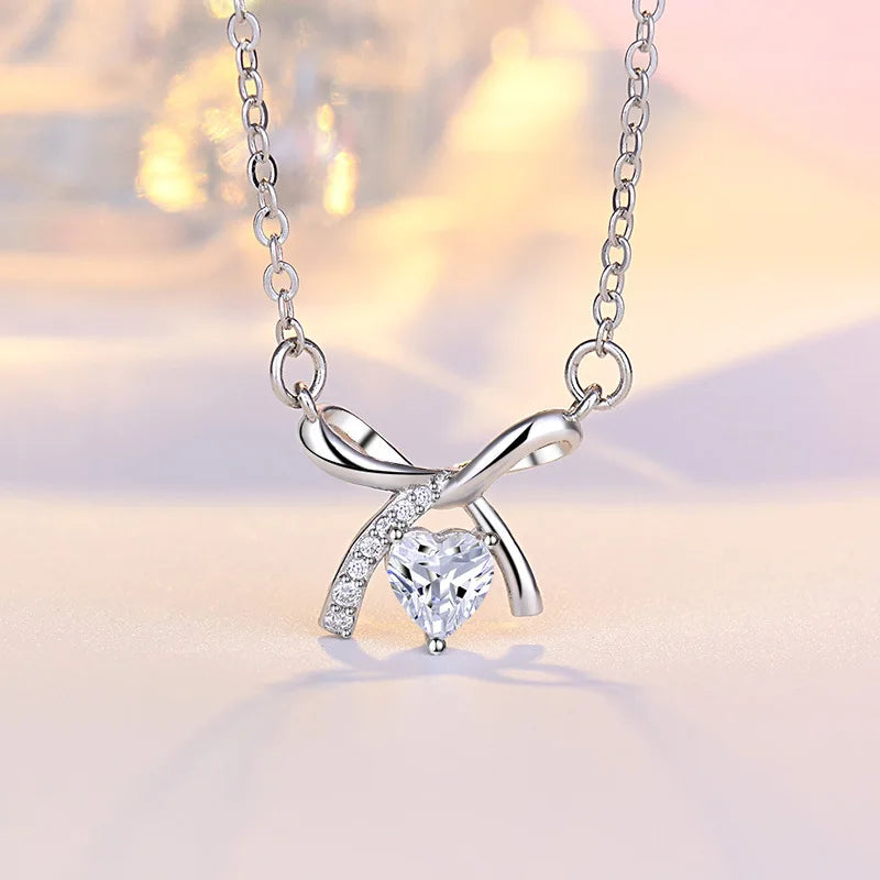 925 Sterling Silver Necklace Pendant Romance Heart Zircon High Quality For Woman Fashion Wedding Engagement Jewelry Gift