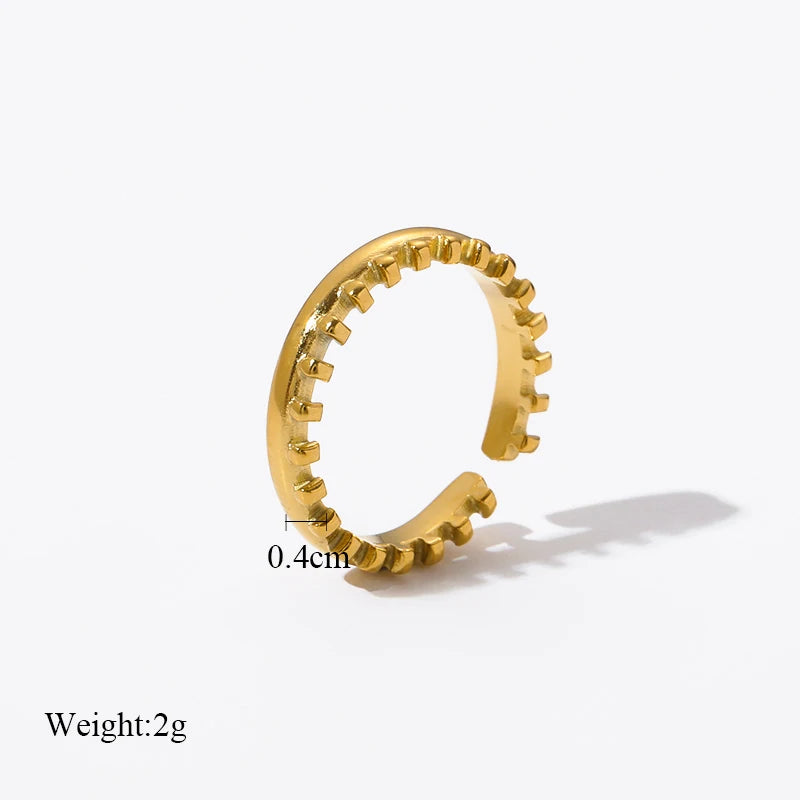EILIECK 316L Stainless Steel Personality Golden Open Cuff Rings For Women Girl Fashion New Jewelry Lady Gift Party anillos mujer