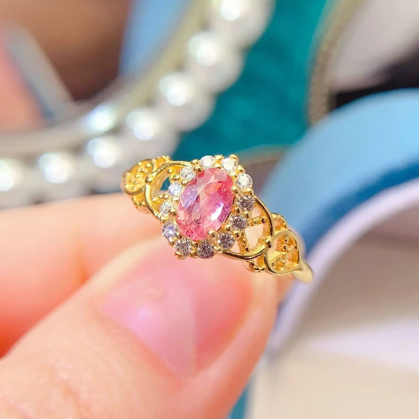 Vintage Design Pink Tourmaline Ring 0.5ct 6mm*4mm Natural Tourmaline Ring with Certificate 925 Silver Jewelry