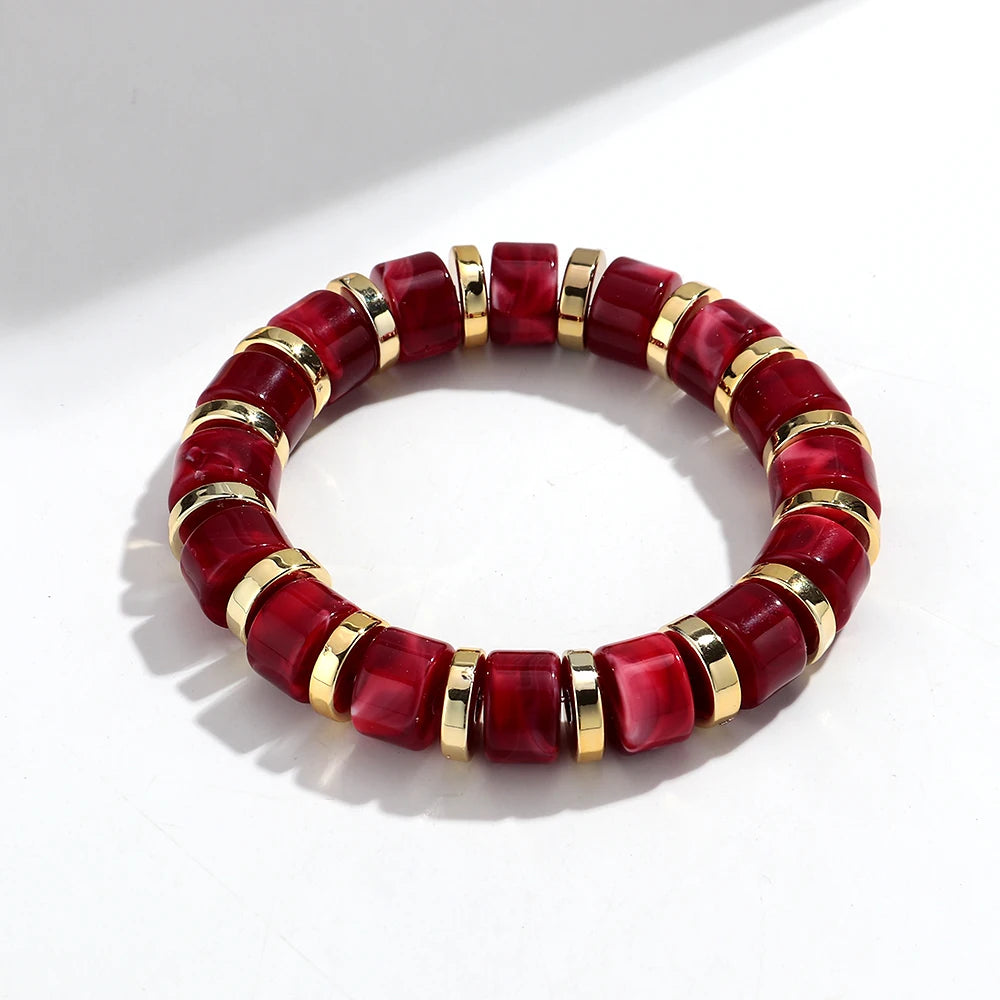 Trendy Resin Purple Wide Geometric Chunky Bangles for Women Fashion Acrylic Beaded Bangle Bracelets Party Jewelry Gifts