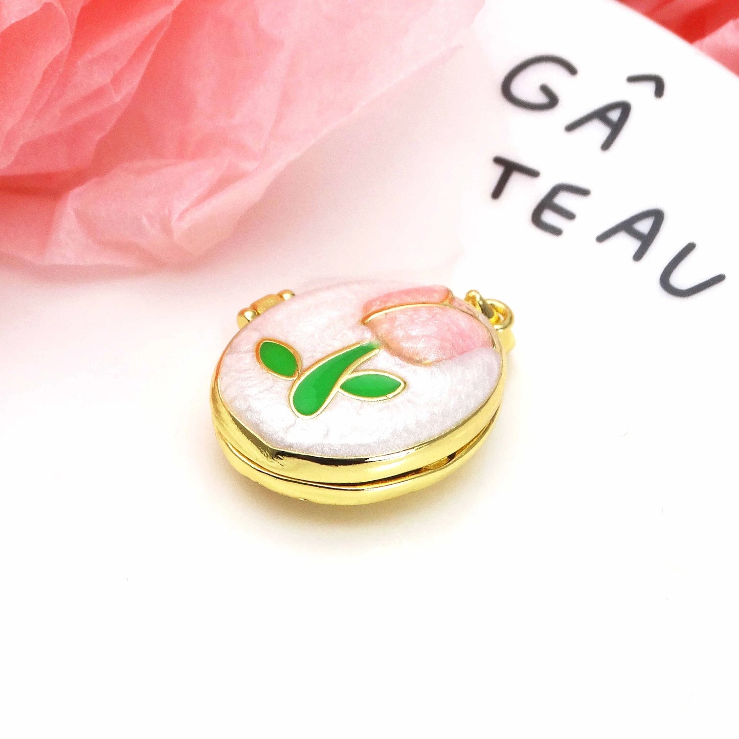 Micro Zircon oil drip photo box Pendant necklace Rose Flower pendant necklace copper chain jewelry necklace