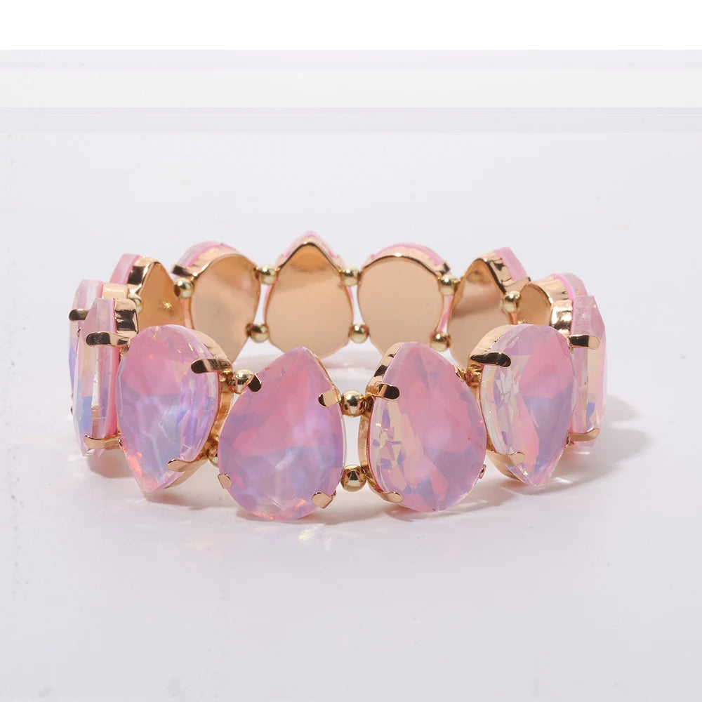 BEUTIFOR Crystal Peach Love Bracelets For Women Handmade Colorful Peach Heart Bangle