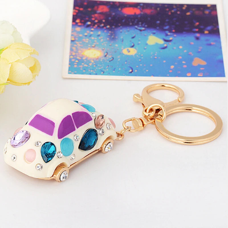 New Fashion Car Motorcycle Rhinestone Crystal Keychain Metal Alloy Key Chains Holder Handbag Car Keyrings Keychains For Women Me