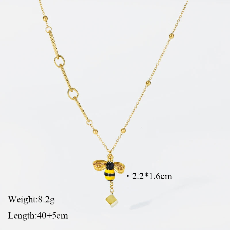 EILIECK Women's Trendy Colorful Creative Fish Pendant Necklace Stainless Steel Neck Chain Daily Water-resistant Jewelry Gift