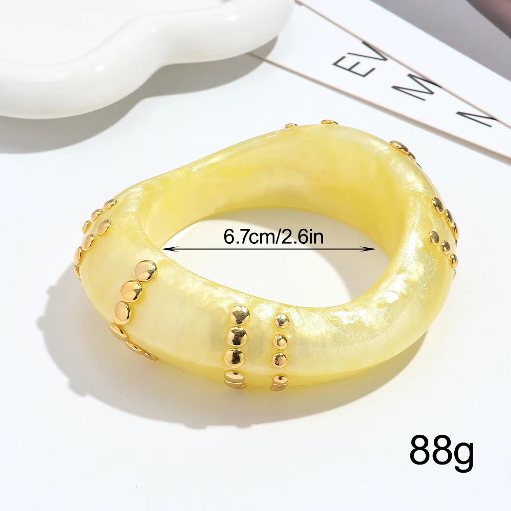 Fashion Resin Irregular Geometric Studs Chunky Bangles New Acrylic Curve Wave Wide Cuff Bangle Women Jewelry Gifts