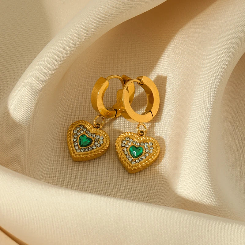 EILIECK 316L Stainless Steel Butterfly Heart Drop Earrings For Women Fashion New Ear Stud Gold-Plated Waterproof Jewelry Gift