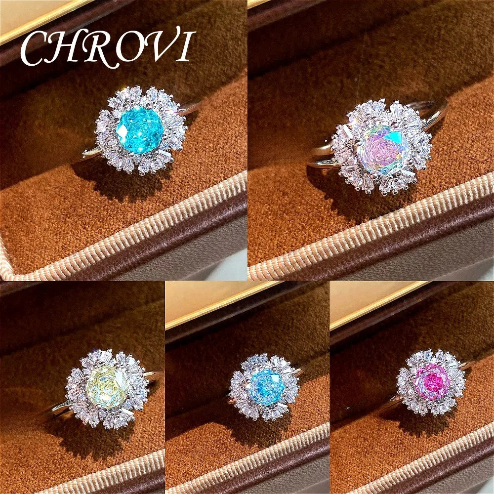 Light luxury 925 sterling silver octagonal millennium rose ring with high-grade square diamond women's ring