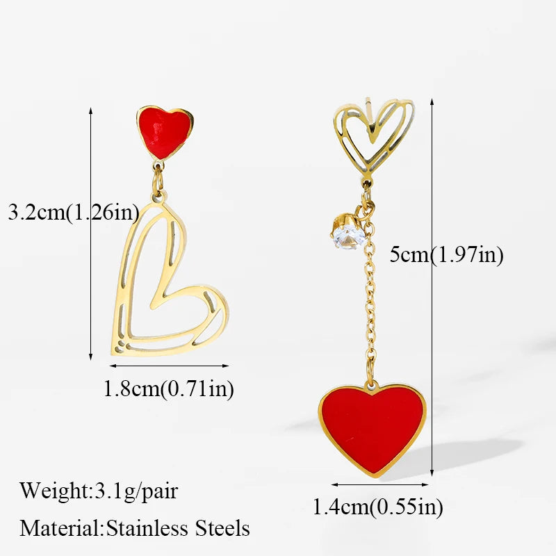 EILIECK 316L Stainless Steel Irregular Heart-shaped Dangle Earrings For Women Stylish Fashion Waterproof Ear Jewelry Lady Gift