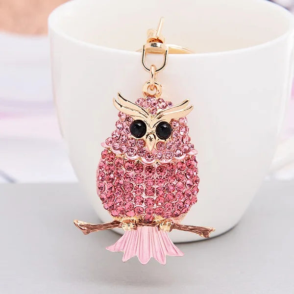 EASYA New Design Crystal Owl Keychain Full Rhinestone Key Ring Key Holders For Women Bag Accessories Cute Animal Car Key Chain