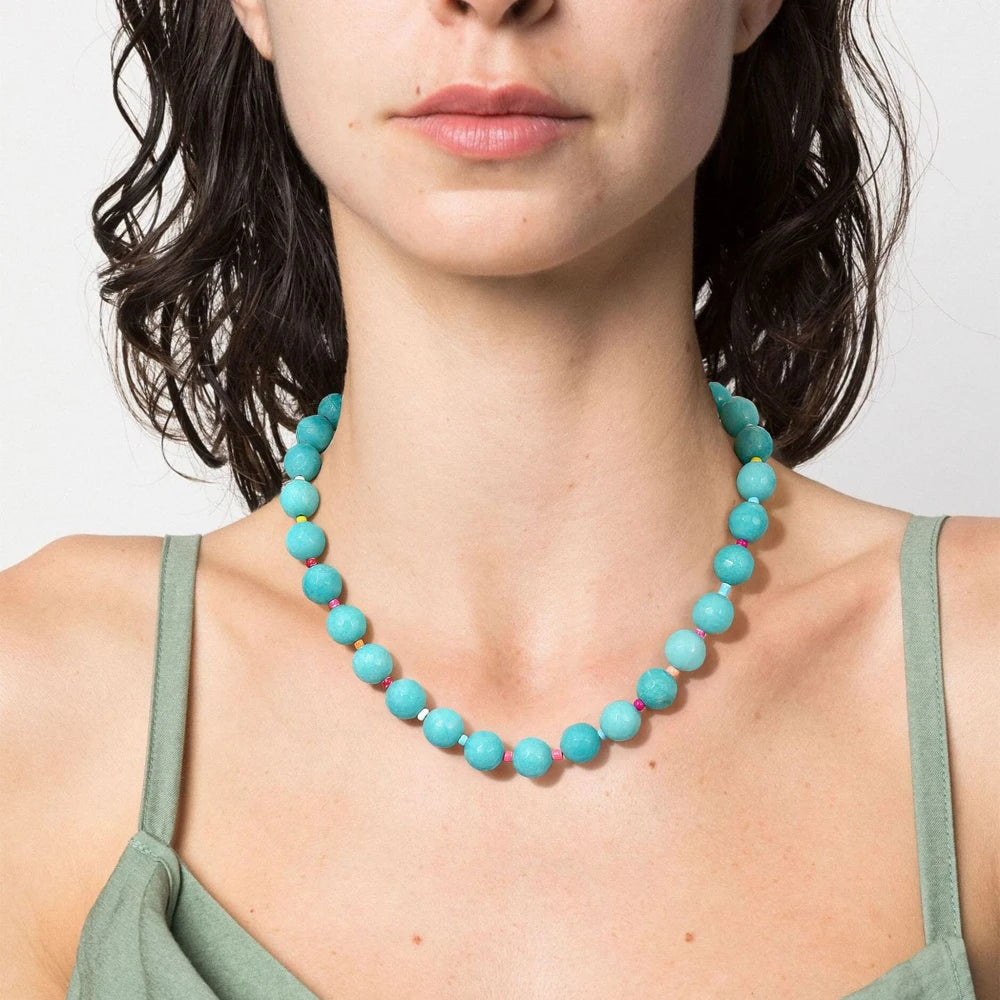 Colorful Chunky Bead Necklaces for Women Trendy Boho Collar Statement Necklace Choker Summer Beach Jewelry Birthday Gift for Her