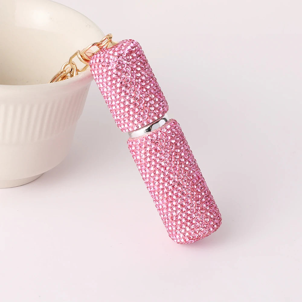 2026 New Perfume Bottle Keychain Full Rhinestone Women's Luxury Car Key Ring Y2K Fashion Accessories Creative Pendant