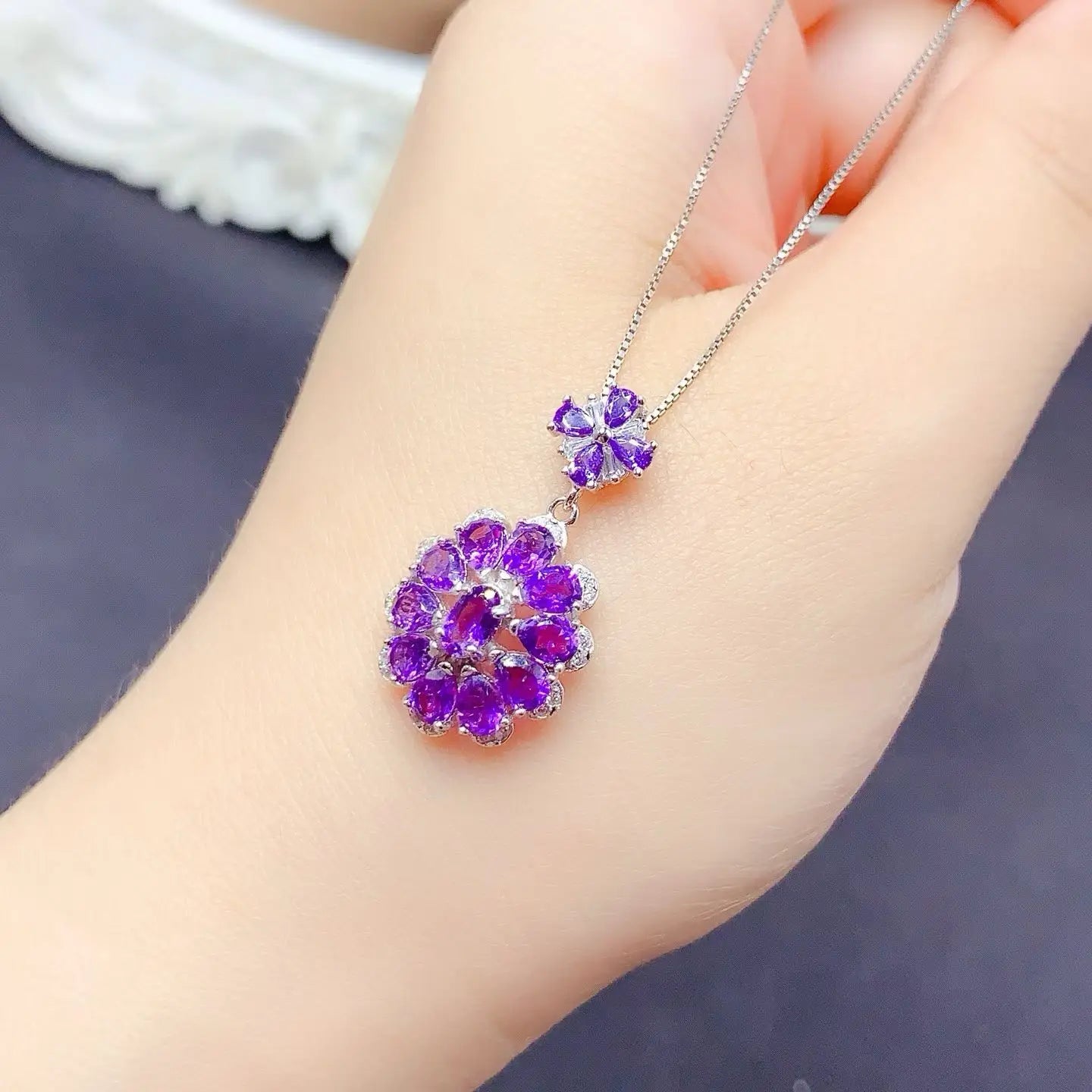 Natural Amethyst Pendant with Certificate 925 Silver Amethyst Jewelry with Certificate Gold Plated Silver Pendant with Necklace