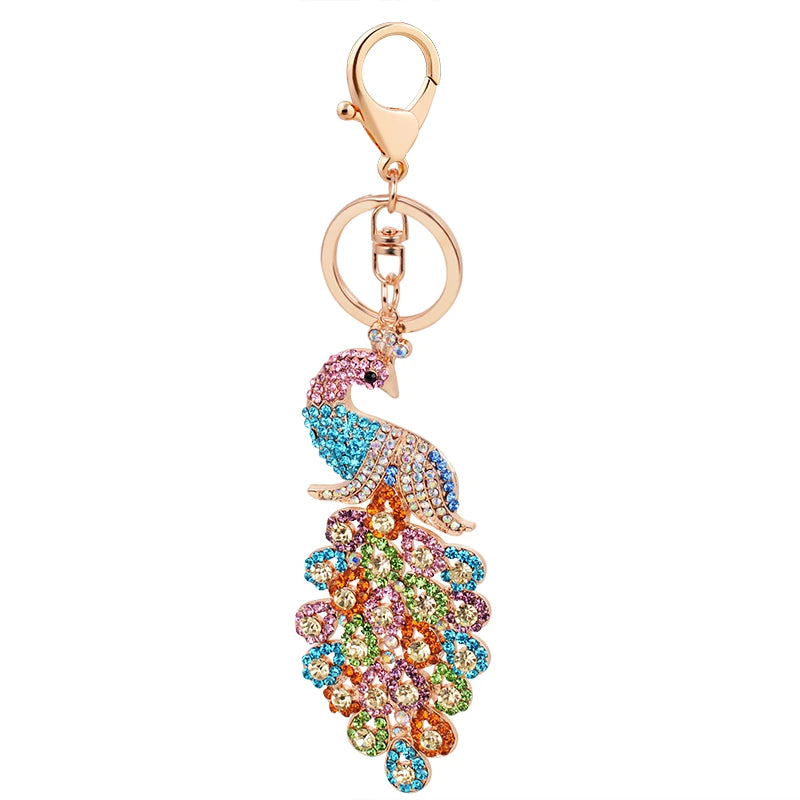 Fashion Rhinestone Crystal Metal Keychain Lovely Cartoon Marine Style Tortoise Fish Dolphin Keyring HandBag Car Pendant Gift