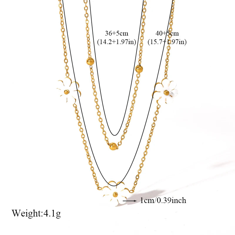 EILIECK Women's Retro Star Moon Pendant Necklace 18K Gold PVD Plated Stainless Steel Waterproof Layered Neck Chain Daily Jewelry