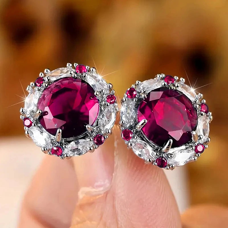 Huitan Trendy Luxury Cubic Zirconia Stud Earrings for Women Wedding Engagement Female Ear Accessories Gorgeous New Lady Jewelry