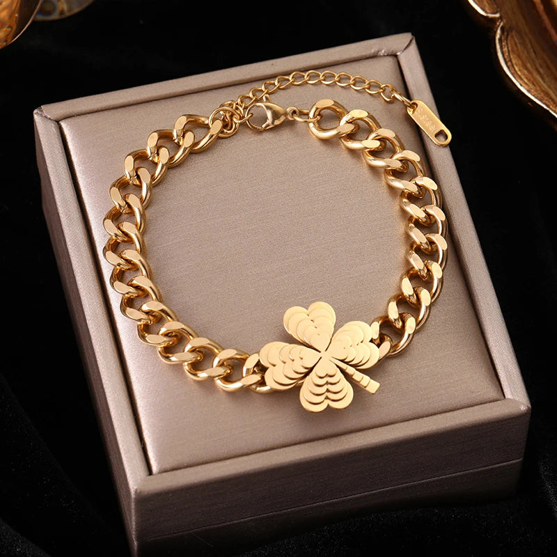 EILIECK 316L Stainless Steel Geometry Circle Charms Bracelet For Women Men Fashion Non-fading Bangles Wrist Jewelry Gift Bijoux