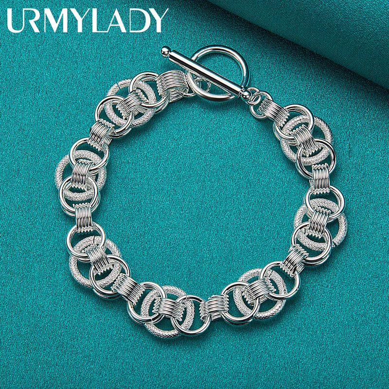 URMYLADY 925 Sterling Silver Charm Chain Screw Bracelet For Women Man Engagement Party Fashion Jewelry Gifts