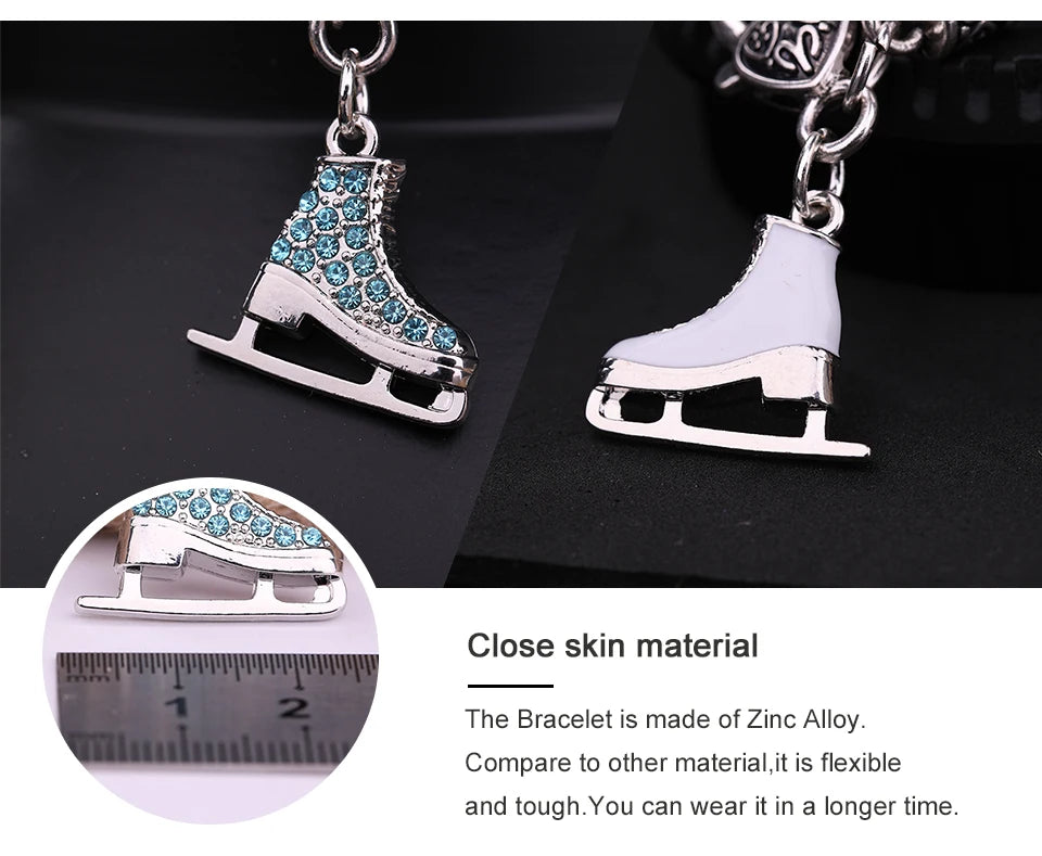 My Shape Skating Shoes Pendant Bracelets for Women Ice Skater Bracelet Sports Figure Skating Crystal Jewelry Gifts Skate Lover