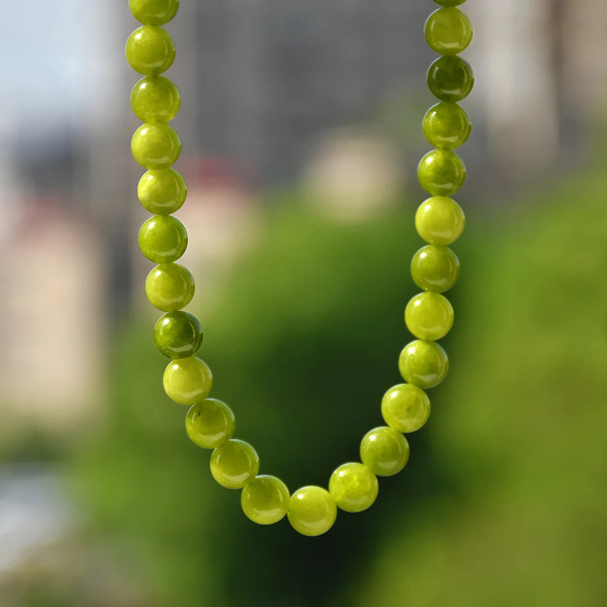 Summer Bohemia Colorful Natural Stone 10mm Bead Necklace Handmade Glass Beading Collar Choker for Women Girls Trend Jewelry Gift