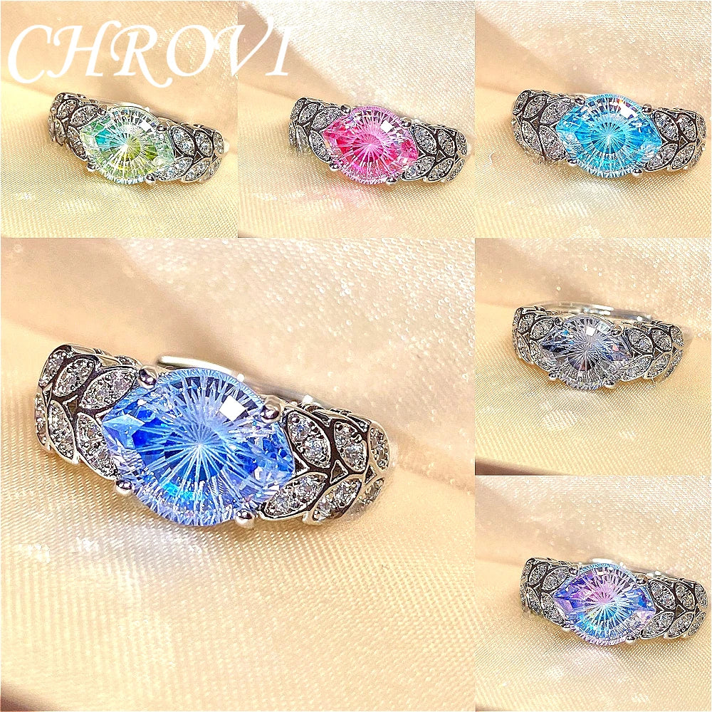 Luxury 925 Sterling Silver New Model Flashing Devil's Eye Ring High-End Fashion Micro-set Wheat-shaped Precious Gemstone Ring