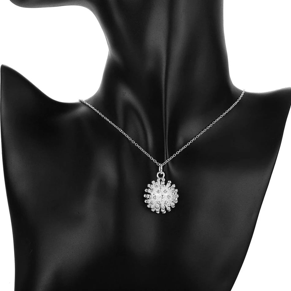 925 sterling Silver necklace earring bracelet rings Jewelry set for women Fireworks Pendant bangle Hot charm Fashion Party Gift